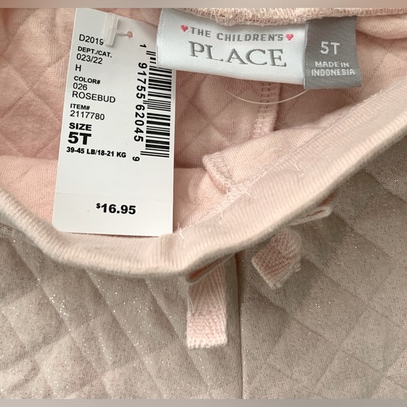 🩷 Jogger Pants 5T 🔸Rosebud Color 🔸 Soft Sparkly Diamond Quilt-Cushion-Look 🩷 - Picture 5 of 8